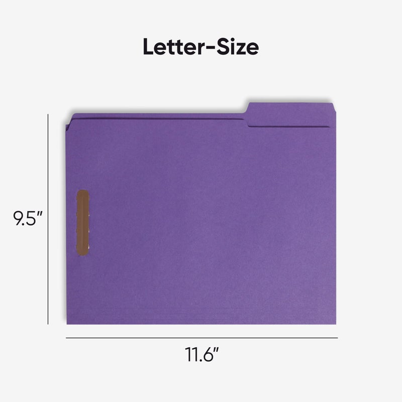 Smead Fastener File Folders, 50 Count, Purple, Reinforced 1/3-Cut Tabs, 2 Fasteners, Letter Size (13040) - Image 2